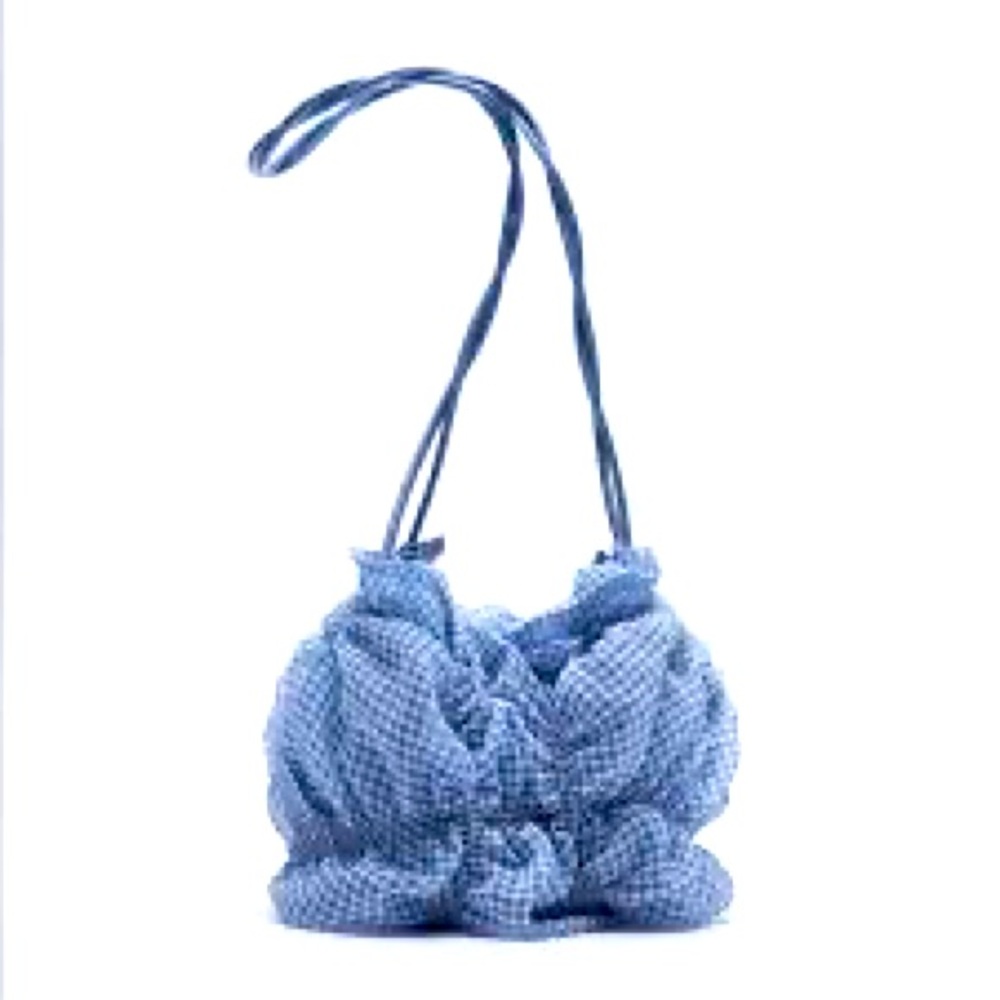 Zara blue white gingham organza bag.